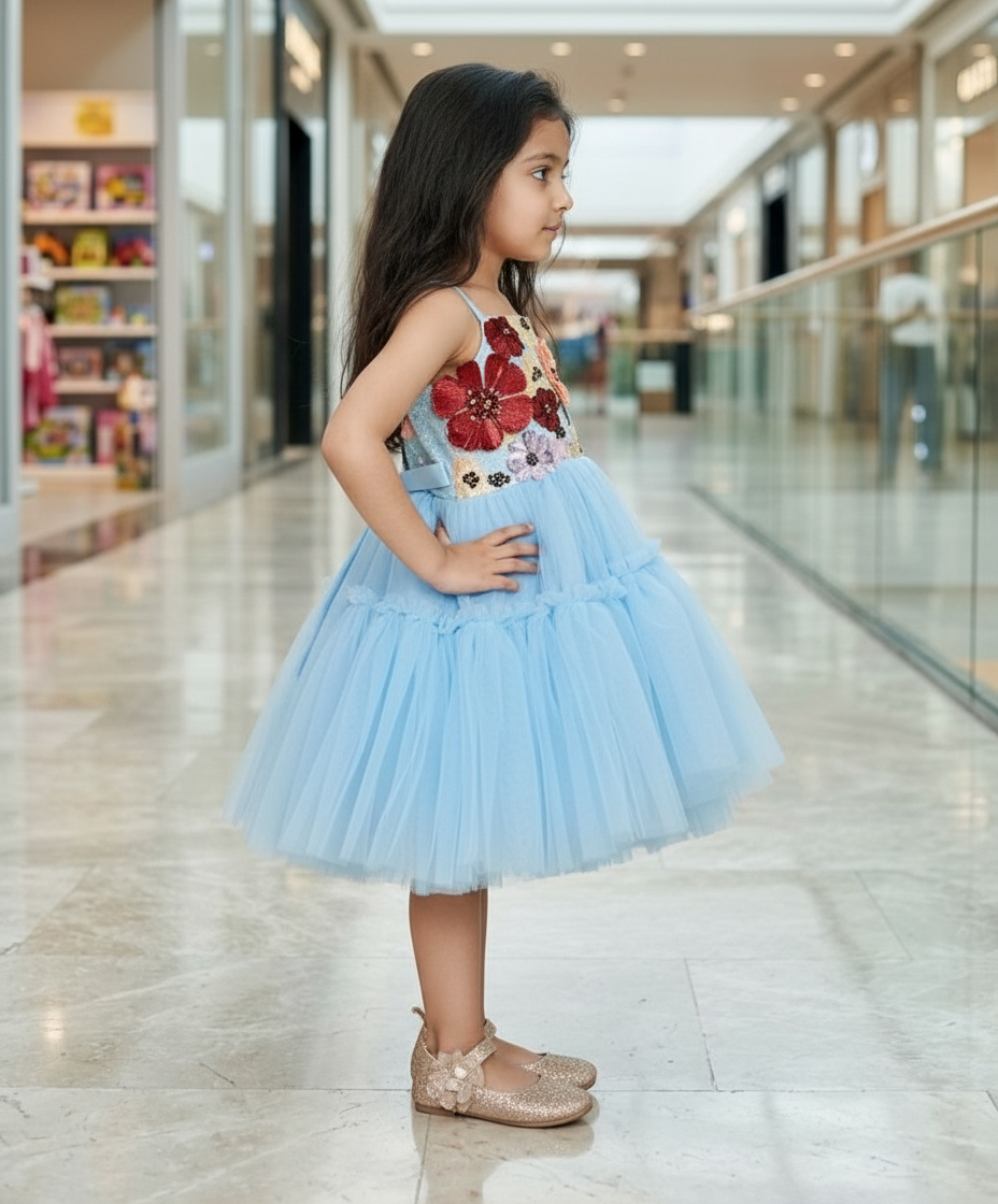 Girls blue casual frock m250038