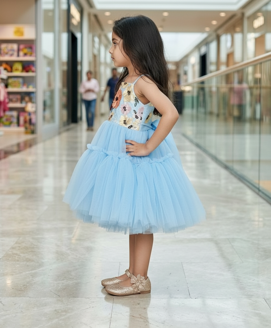 Girls blue casual frock m250038