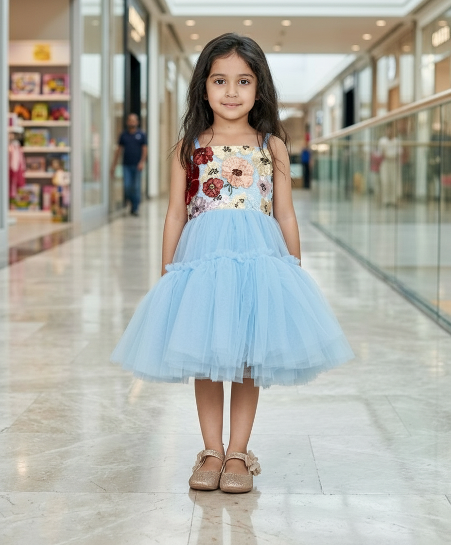 Girls blue casual frock m250038