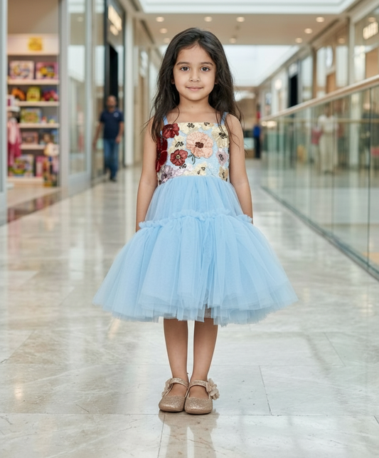 Girls blue casual frock m250038