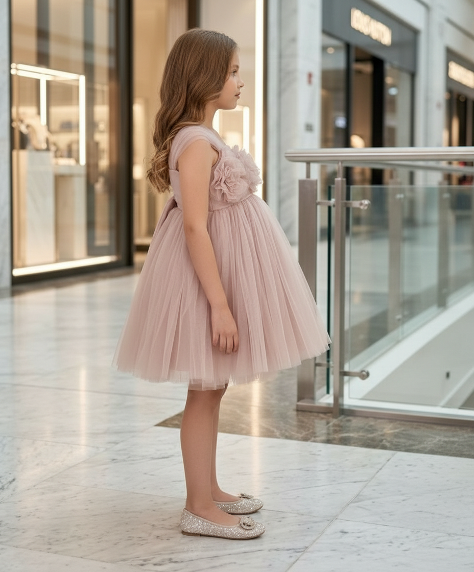 Girls Champagne casual frock m250129