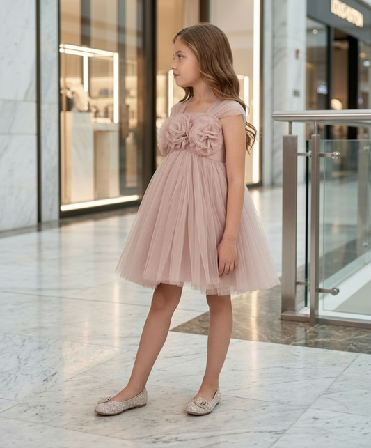 Girls Champagne casual frock m250129