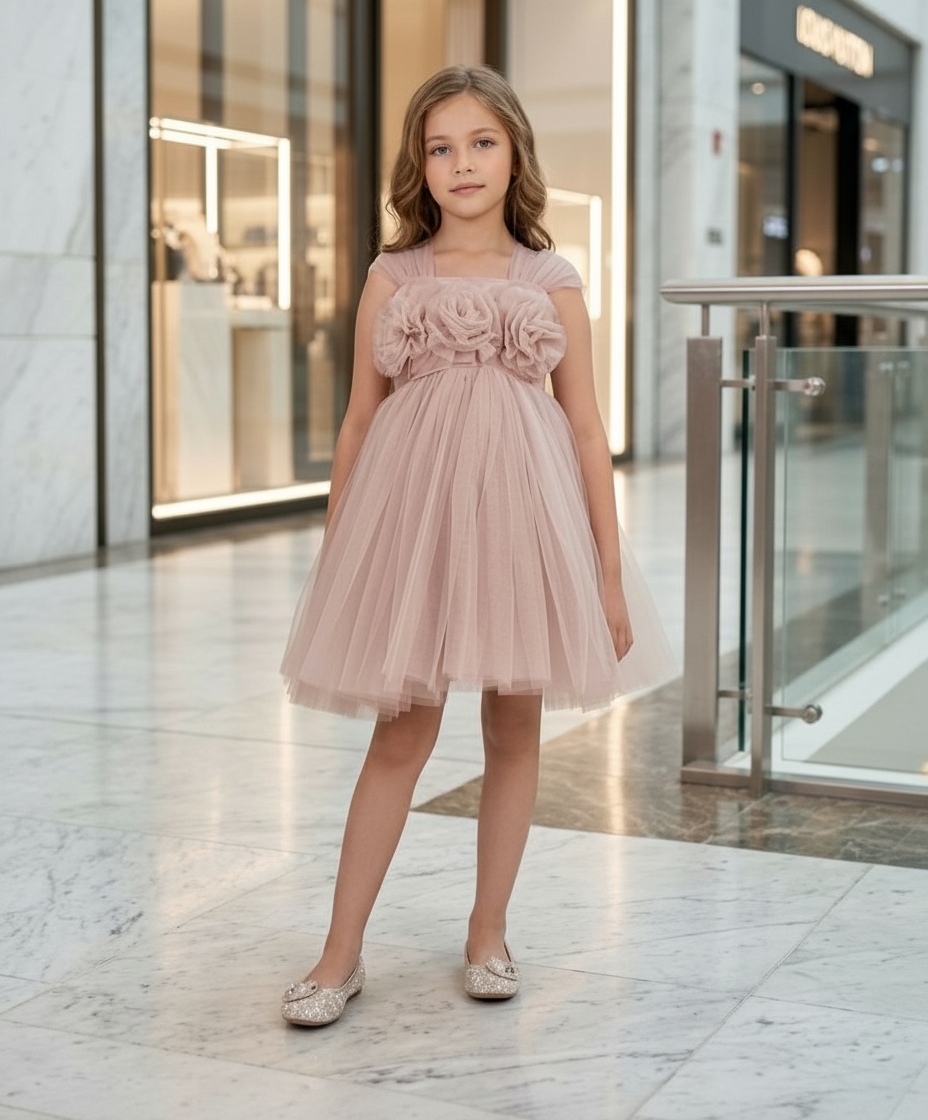 Girls Champagne casual frock m250129