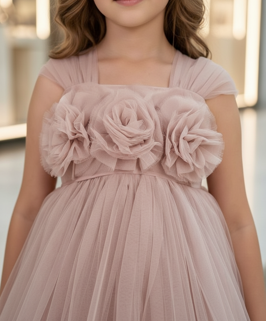 Girls Champagne casual frock m250129