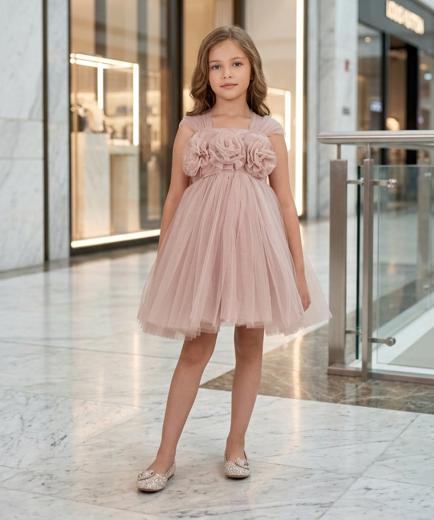 Girls Champagne casual frock m250129