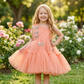Girls peach casual frock m250043
