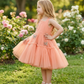 Girls peach casual frock m250043