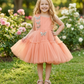 Girls peach casual frock m250043
