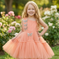 Girls peach casual frock m250043