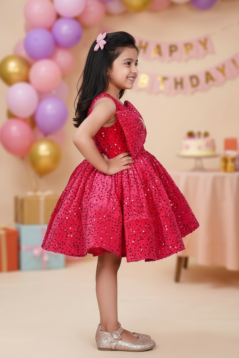 SALE Girls magenta casual frock m250048