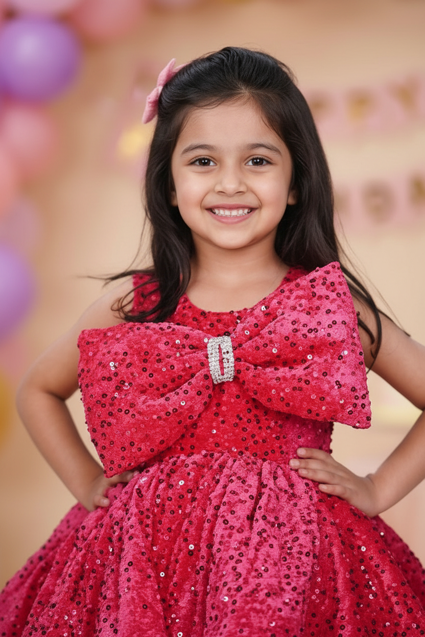 SALE Girls magenta casual frock m250048