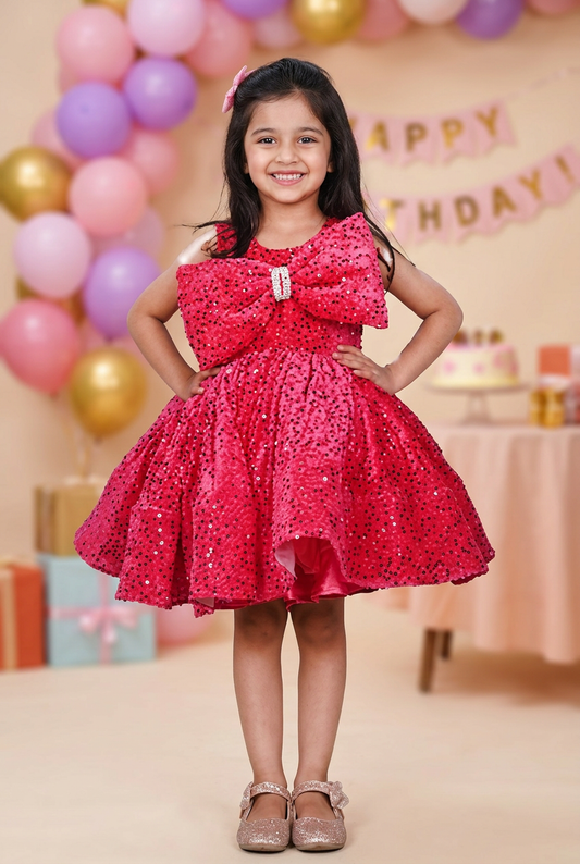 Girls magenta casual frock m250048
