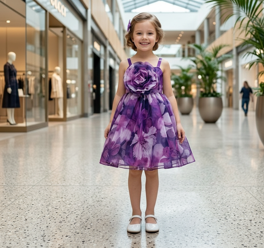 Girls purple casual frock m250127