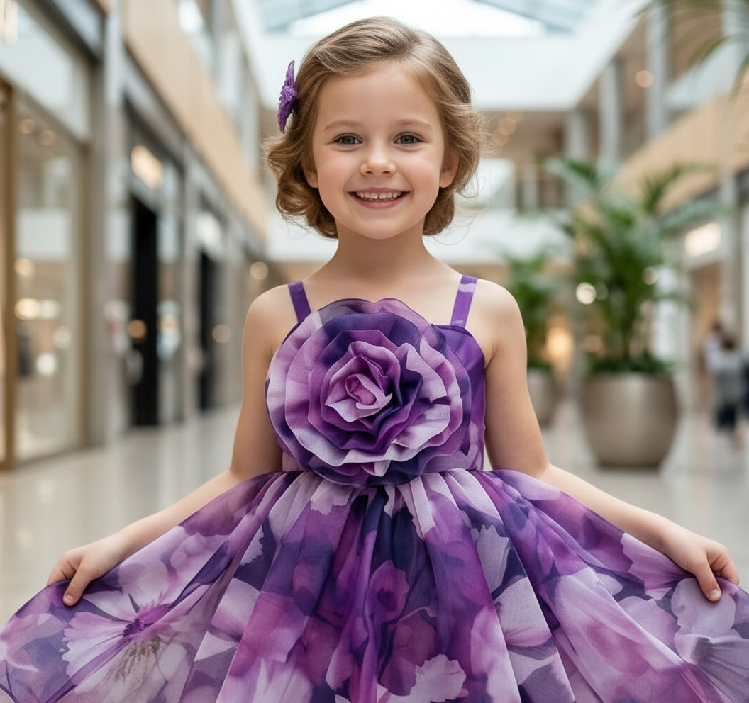 Girls purple casual frock m250127