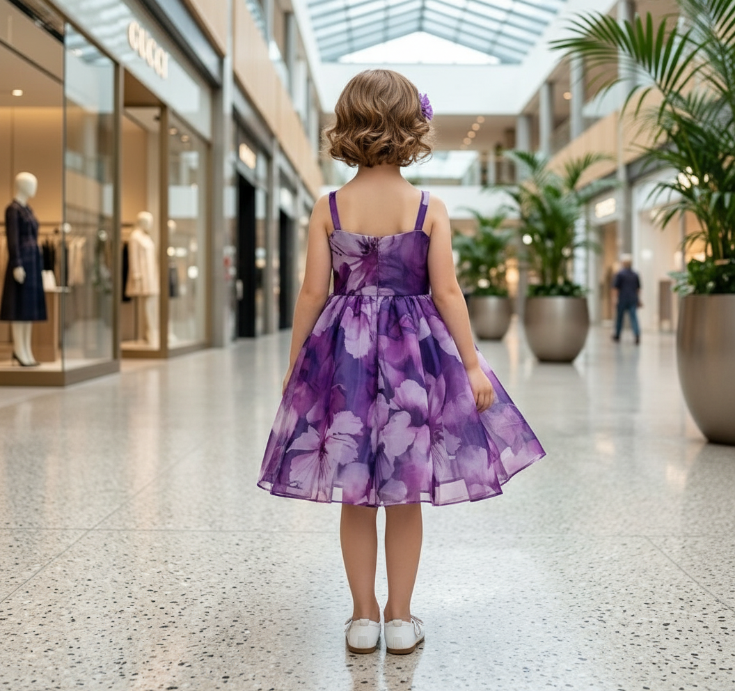 Girls purple casual frock m250127