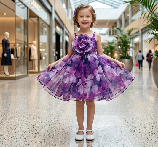 Girls purple casual frock m250127