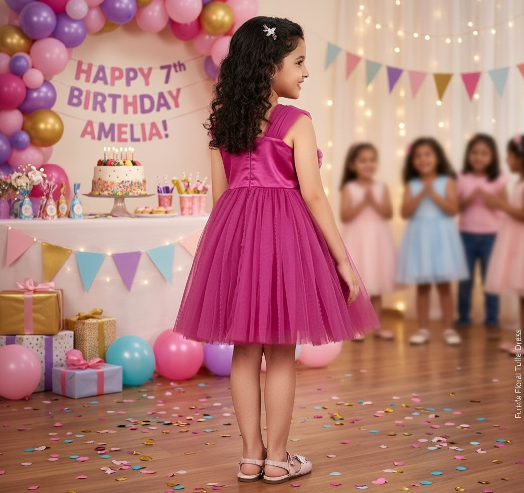 Girls Magenta casual frock m250128