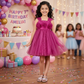 Girls Magenta casual frock m250128
