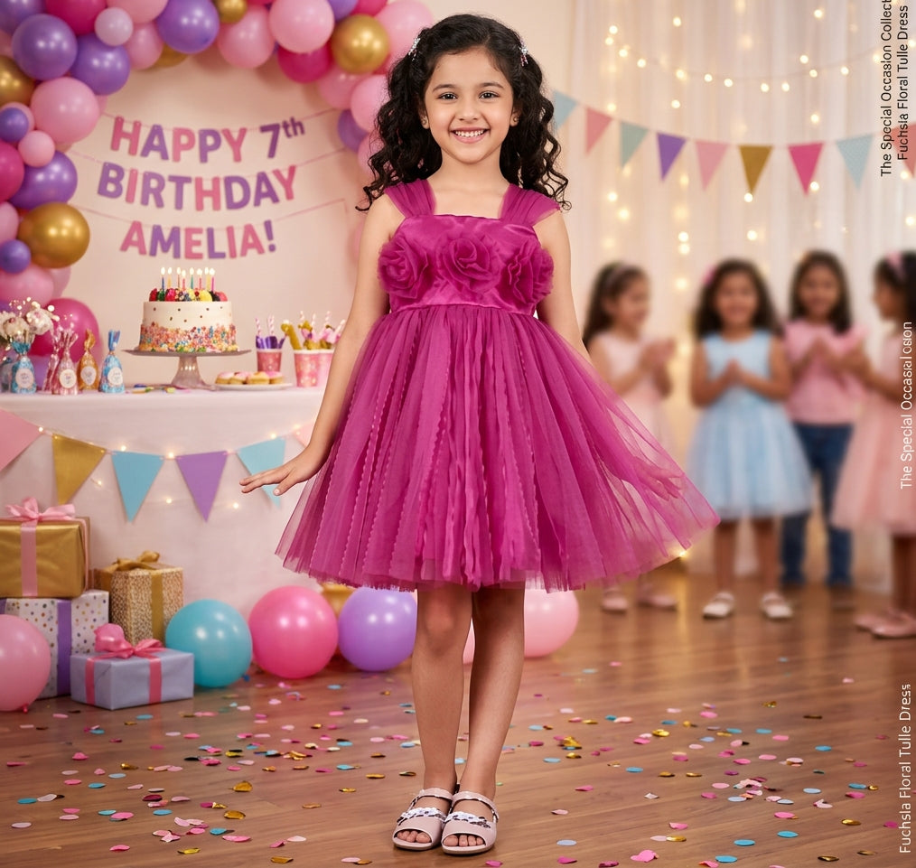 Girls Magenta casual frock m250128