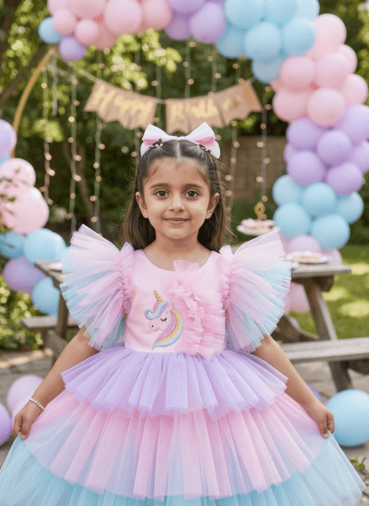 Pink Unicorn Birthday Party Frock for Girls m260296