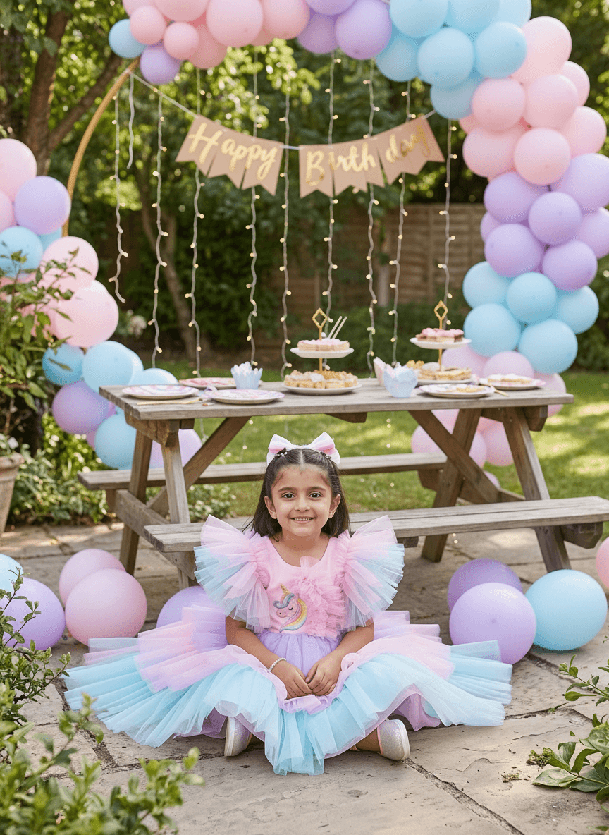 Pink Unicorn Birthday Party Frock for Girls m260296