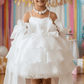 White Ruffle Tulle Party Dress for Girls M260248
