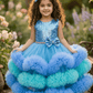 blue flared Birthday Party Frock for Girls m260298