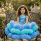 blue flared Birthday Party Frock for Girls m260298