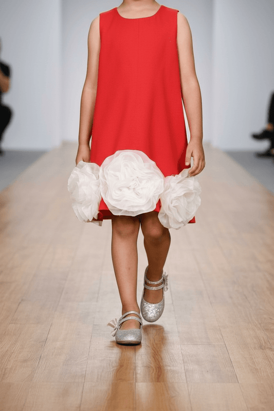Girls red casual frock m250075