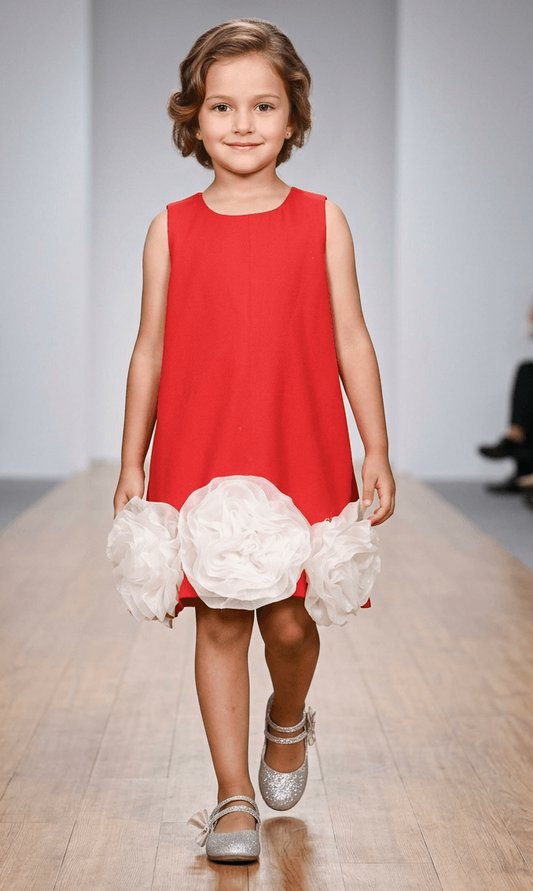 Girls red casual frock m250075