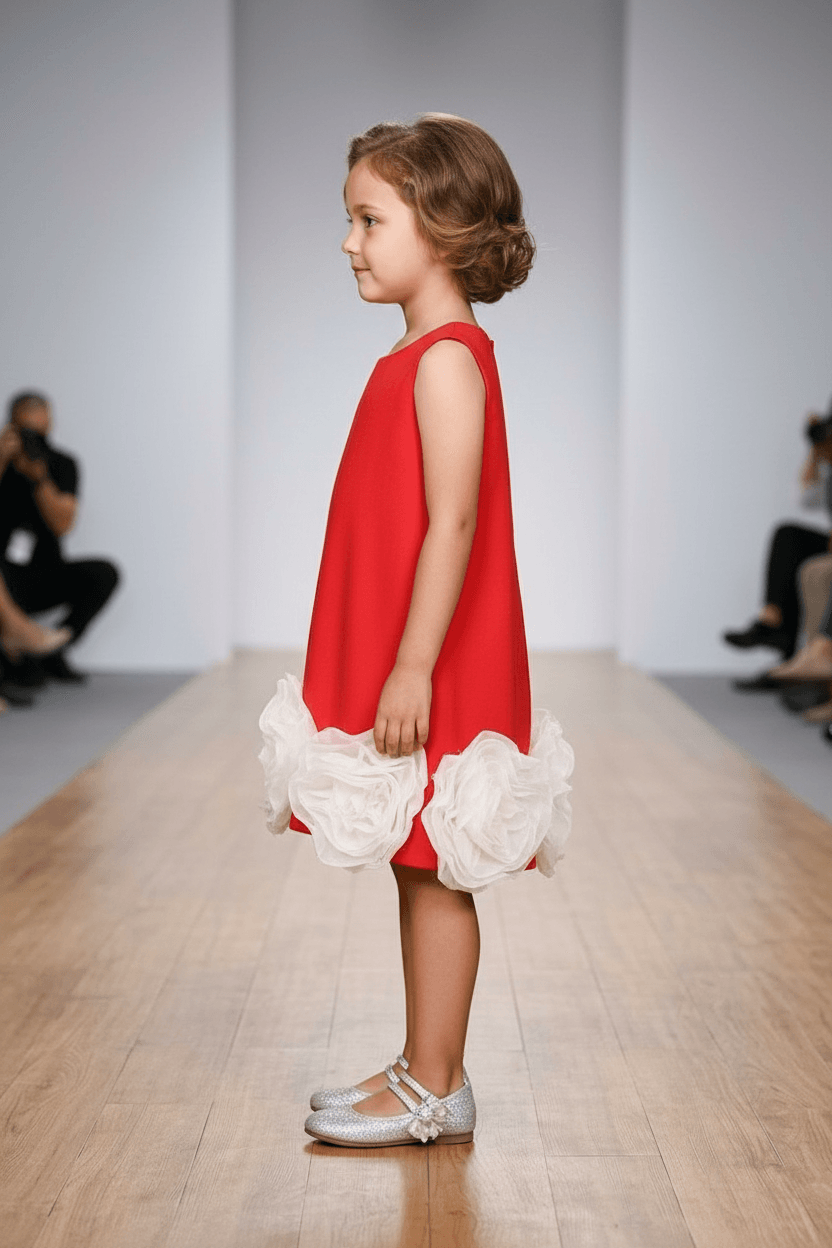 Girls red casual frock m250075