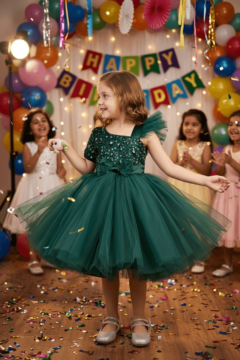 Girls green  Party frock m240015