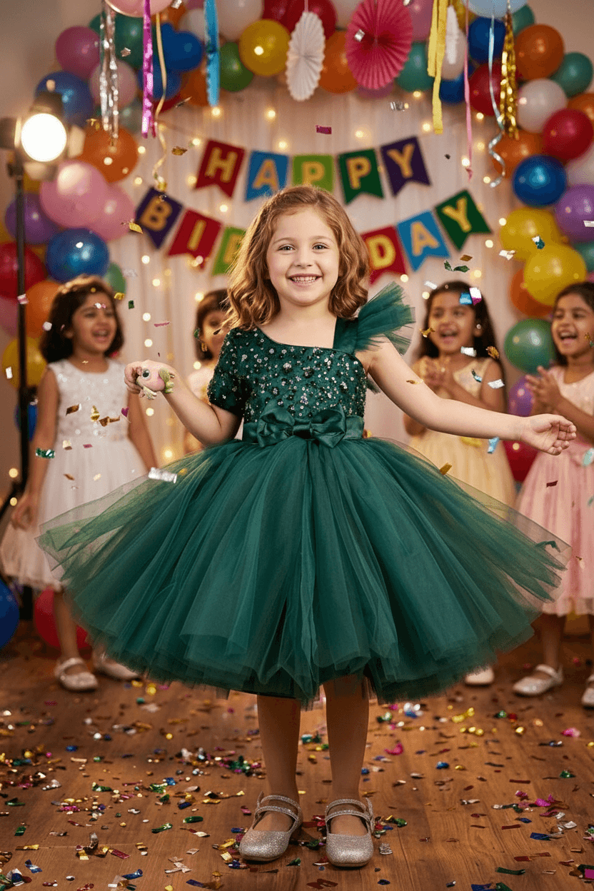 Girls green  Party frock m240015
