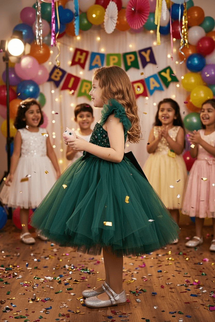 Girls green  Party frock m240015