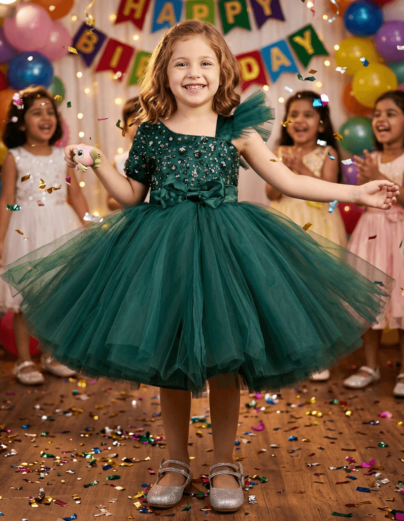 Girls green  Party frock m240015