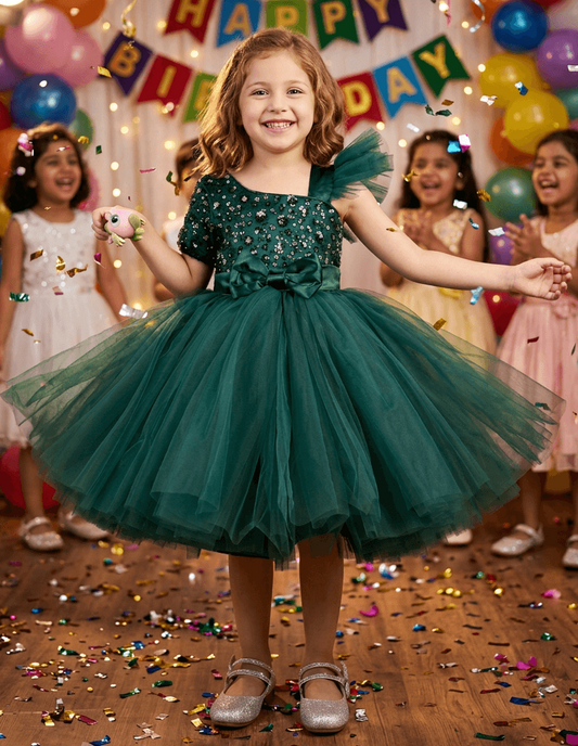 Girls green  Party frock m240015