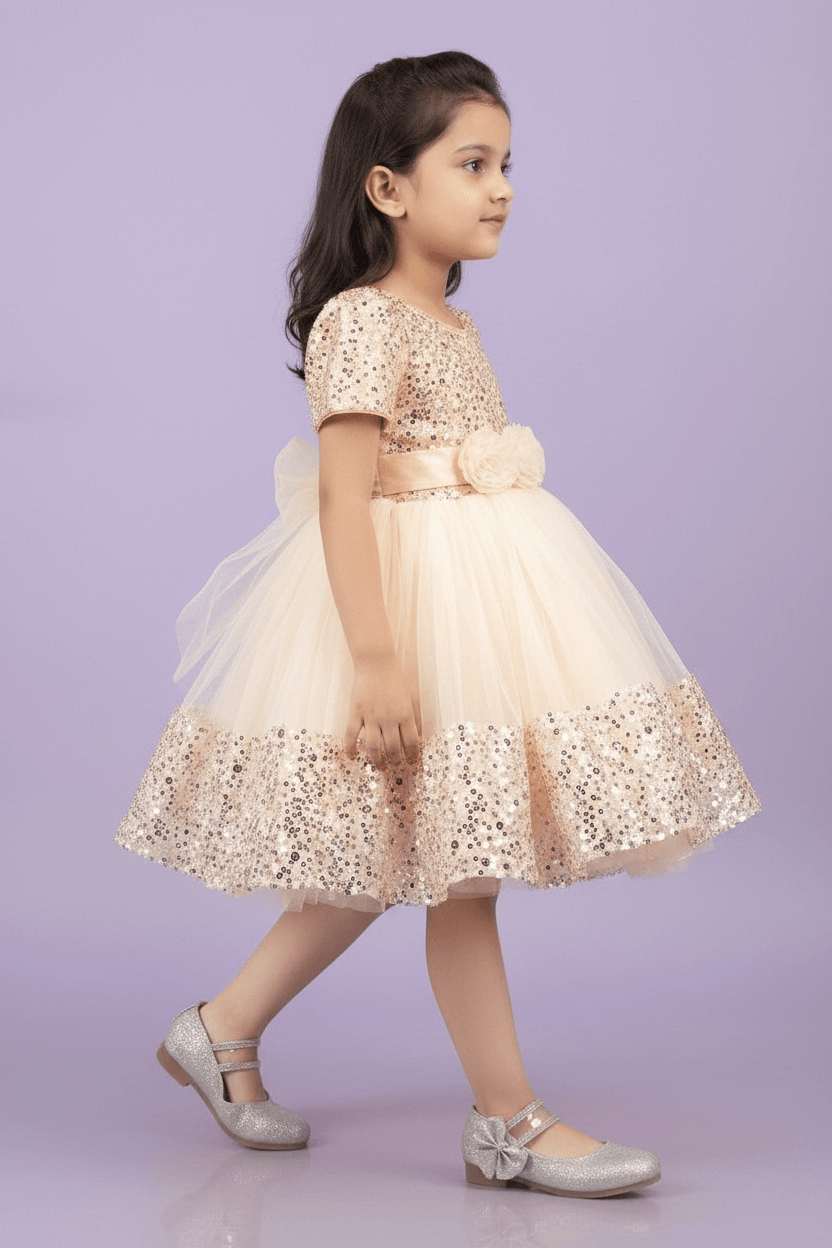 Girls Beige  Party frock M240028