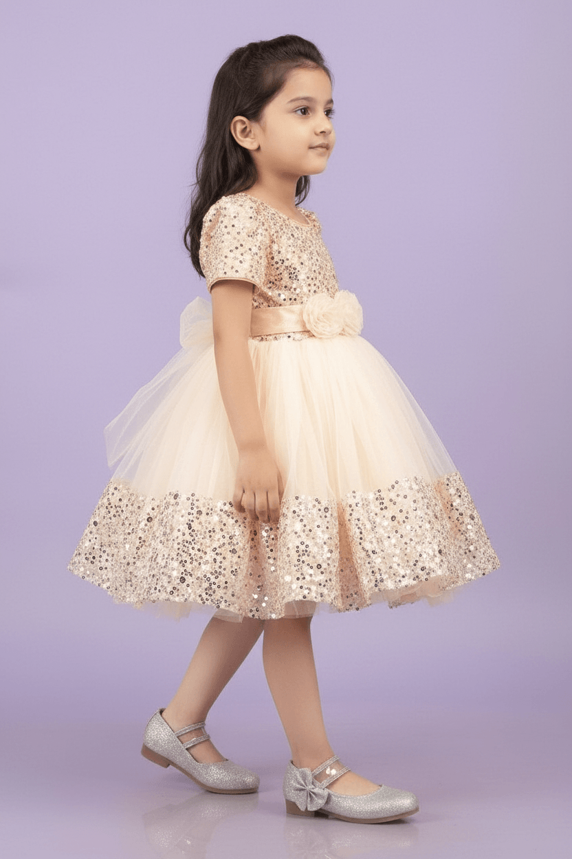 Girls Beige  Party frock M240028
