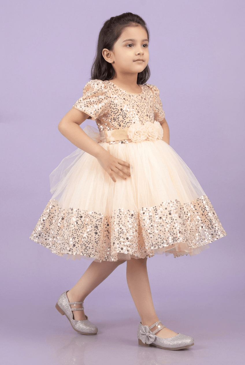 Girls Beige  Party frock M240028