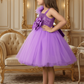 Girls Purple one shoulder Party Dress