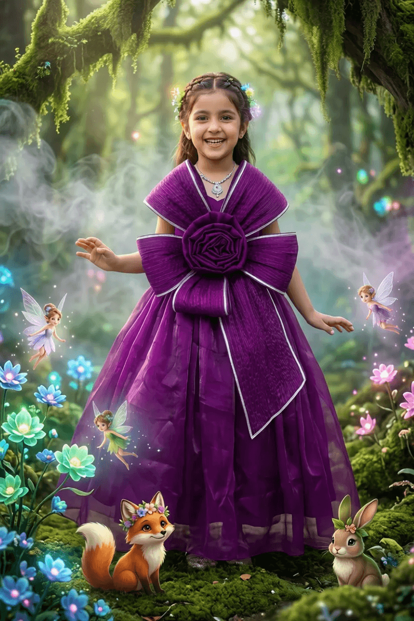 Girls Wine color Gown length premium dress m260002