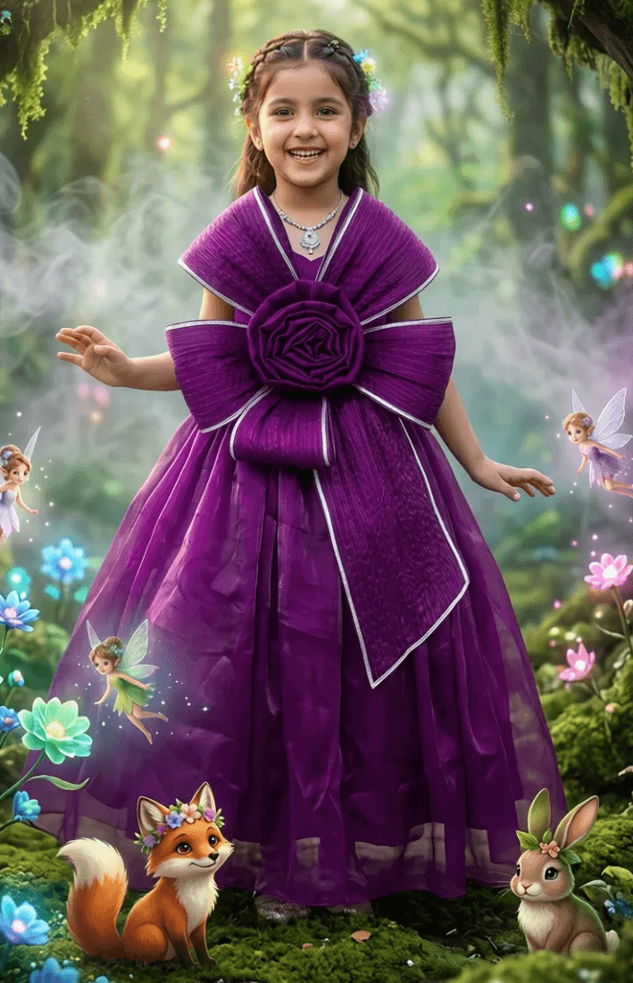 Girls Wine color Gown length premium dress m260002