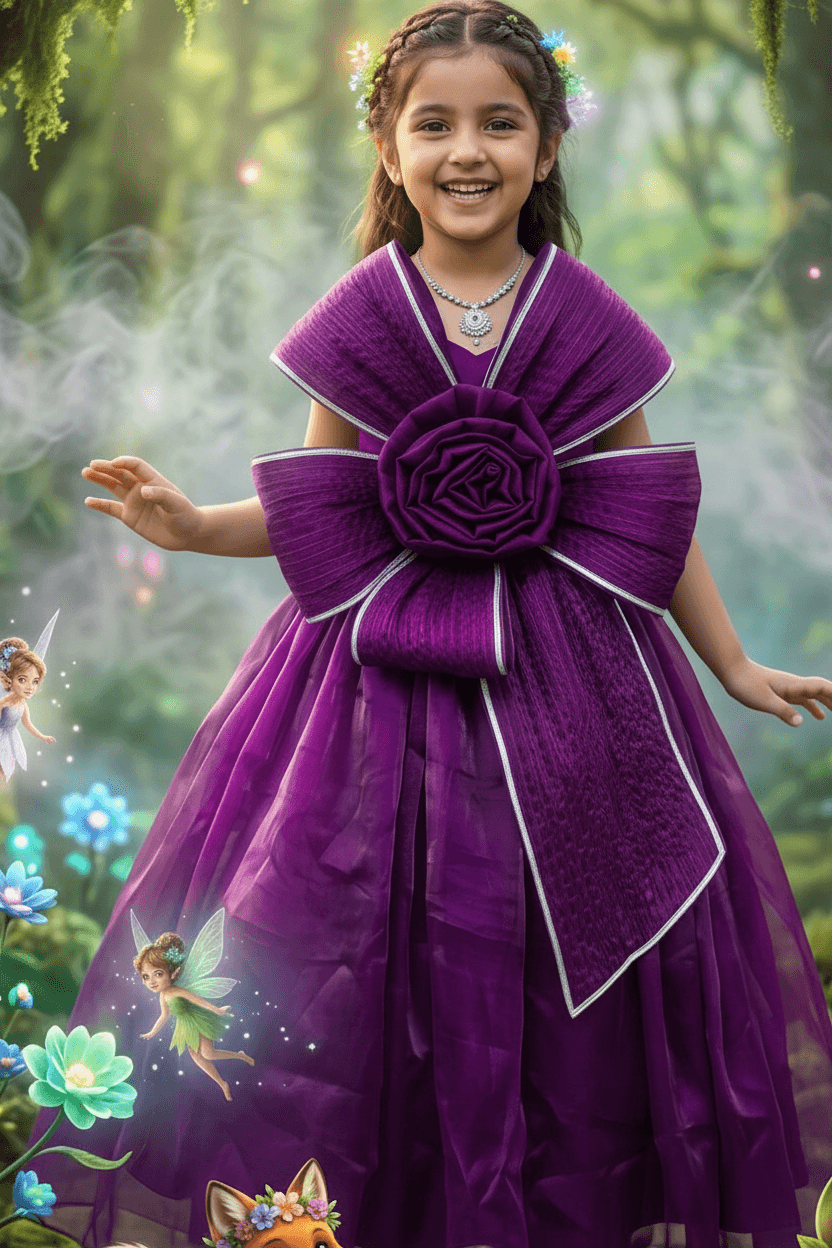 Girls Wine color Gown length premium dress m260002