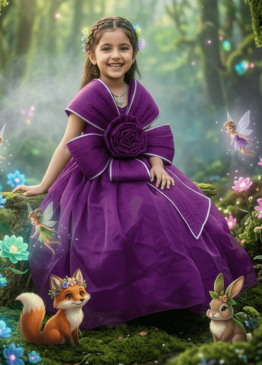 Girls Wine color Gown length premium dress m260002