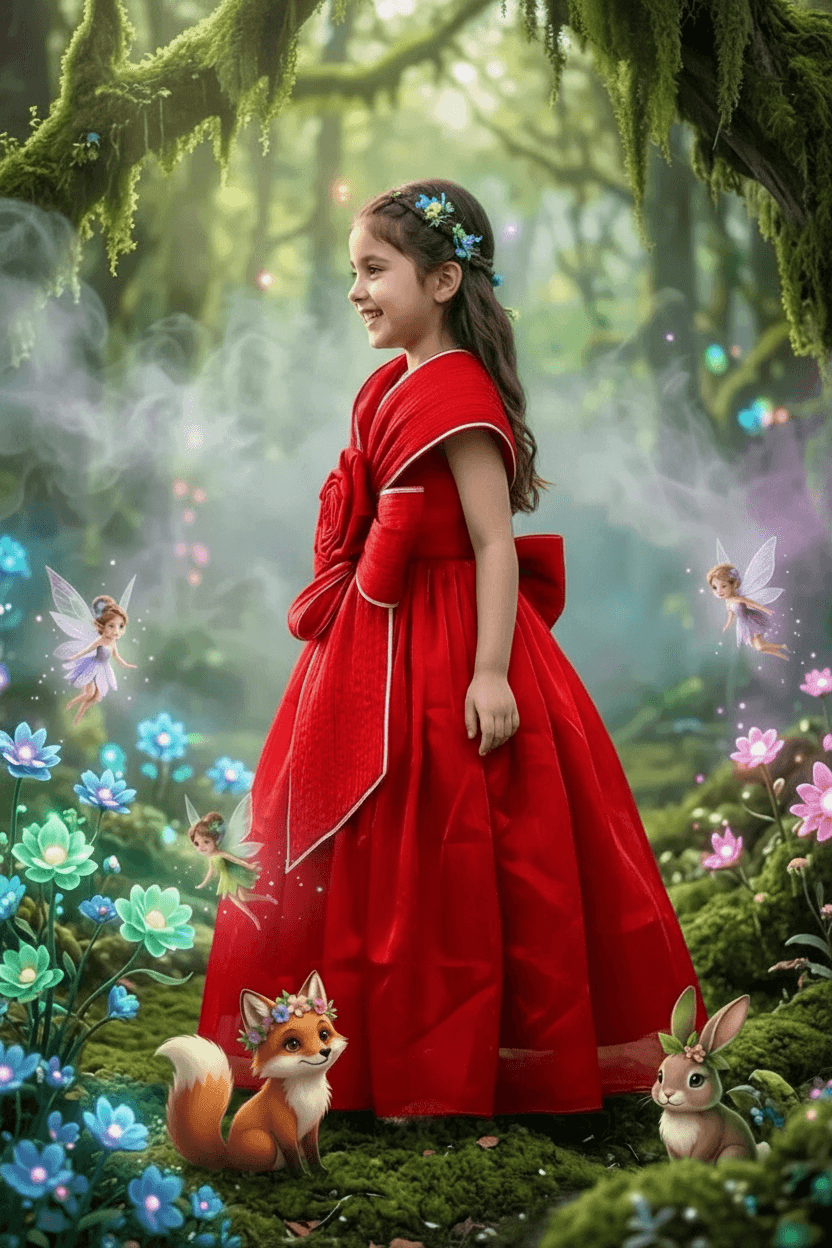 Girls Red Gown length premium dress m260001