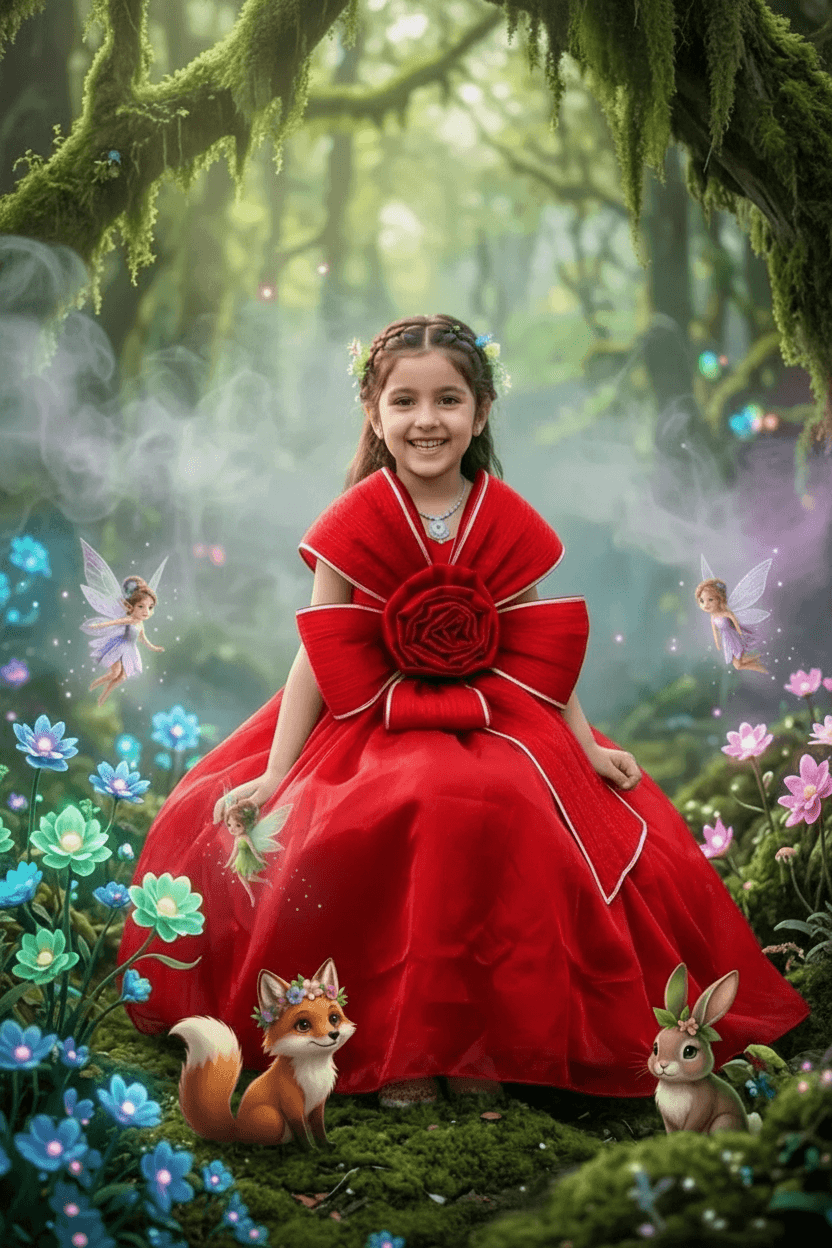 Girls Red Gown length premium dress m260001