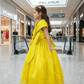 Girls yellow color Gown length premium dress m260003