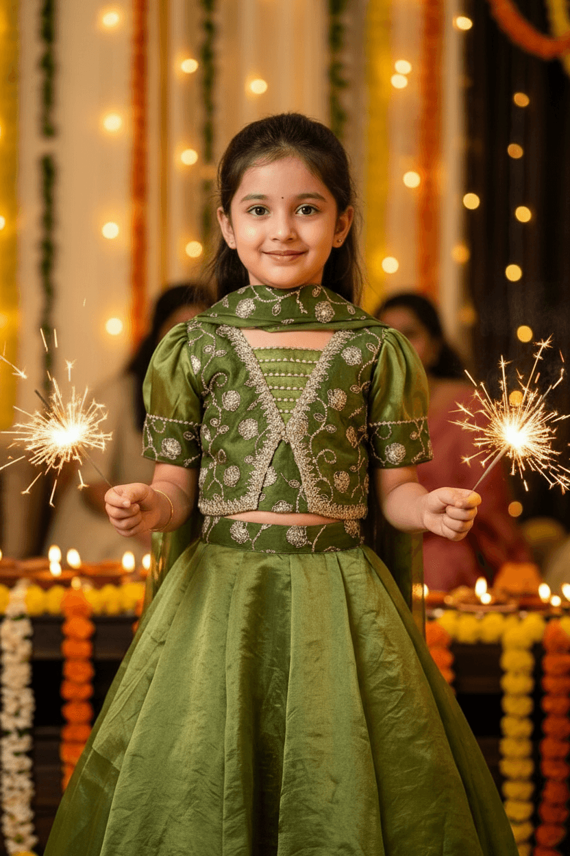 Green Designer lehenga choli set