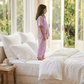 Girls Purple stripes night suit set