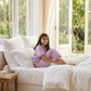 Girls Purple stripes night suit set